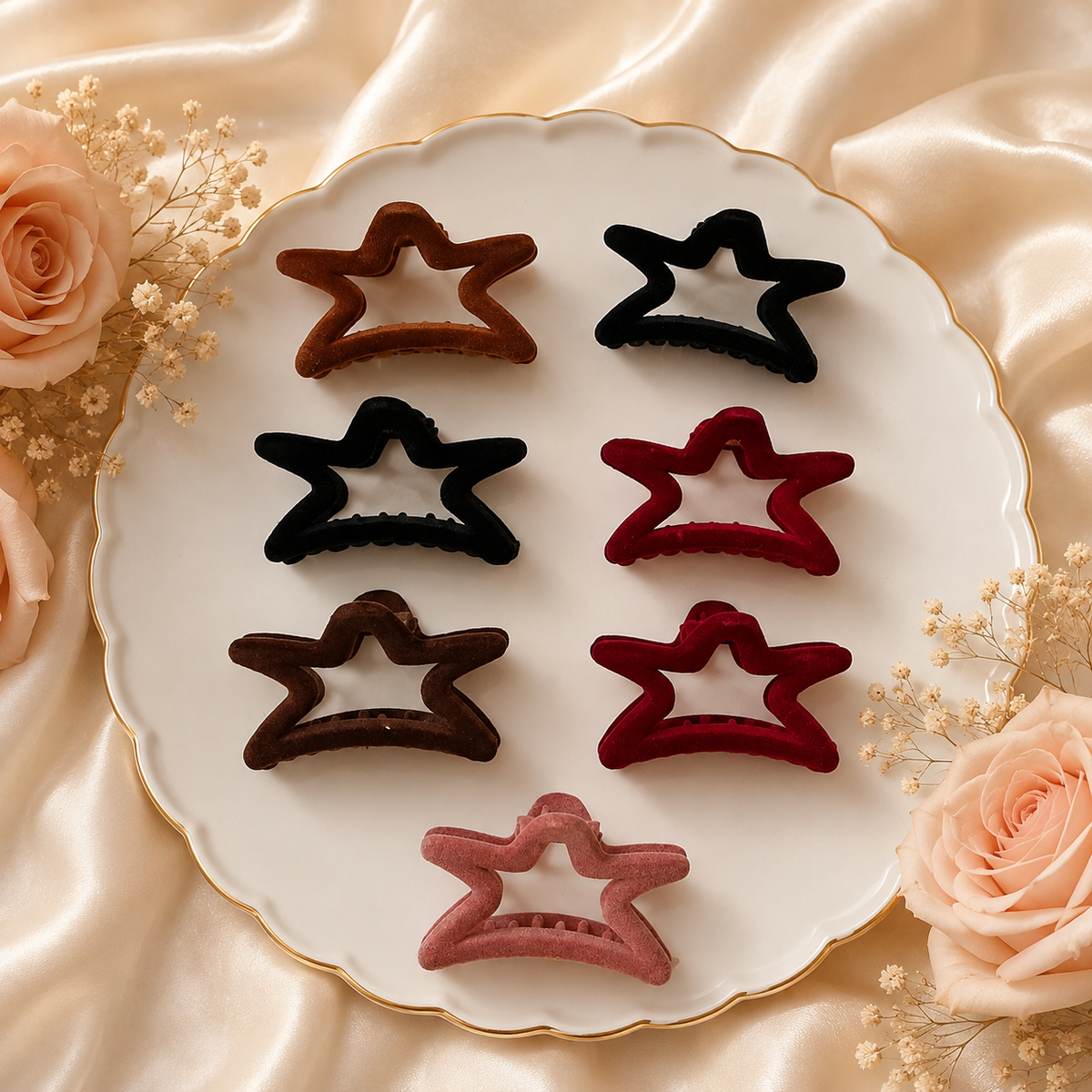 Velvet Star Hair Claw Clip –BIG size