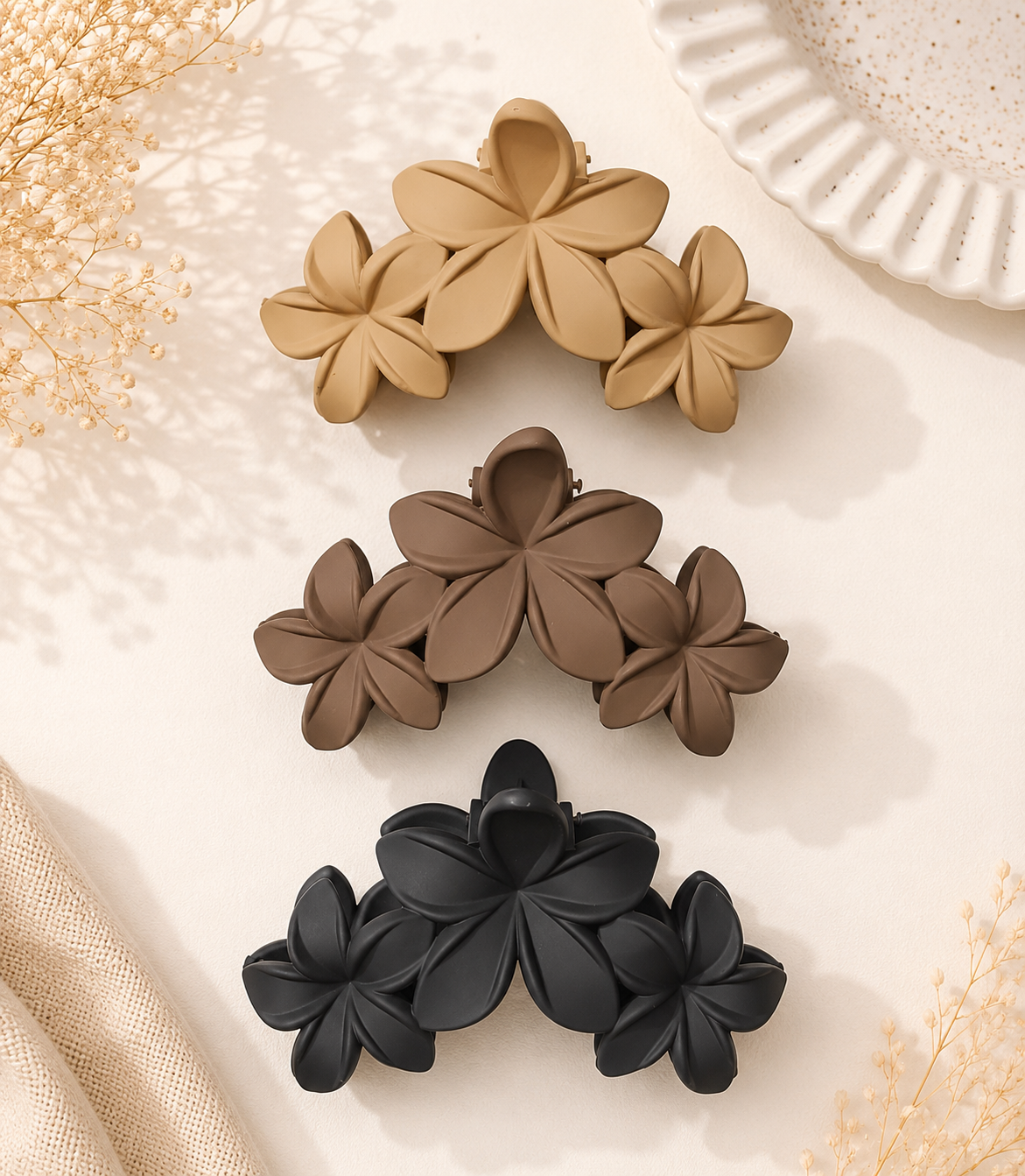 Matte Floral Hair Claw Clip β Korean Style Flower Hair Clip