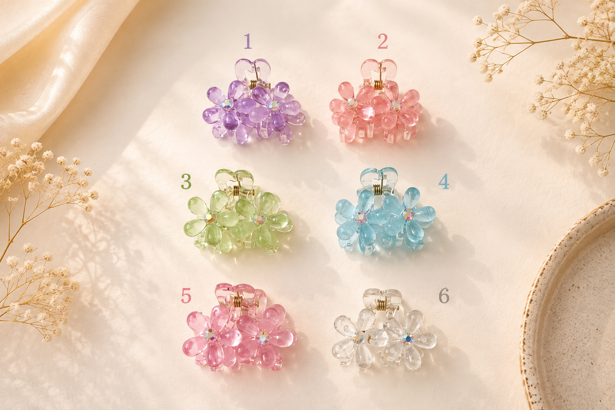 Flower Crystal Mini Hair Claw Clip πΈβ¨