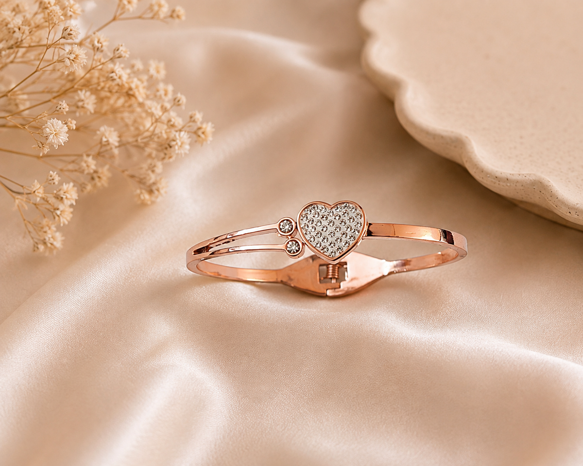 Rose Gold Heart Crystal Bracelet