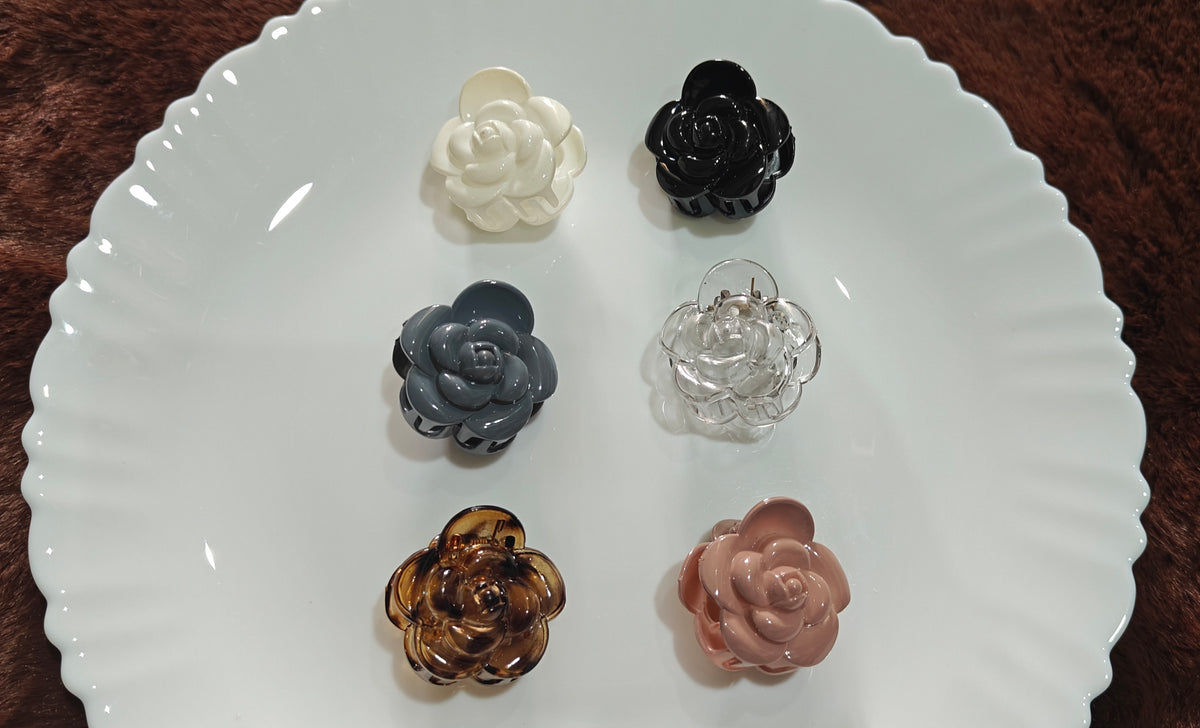 Glossy Rose Flower Hair Claw Clip โ Elegant Collection