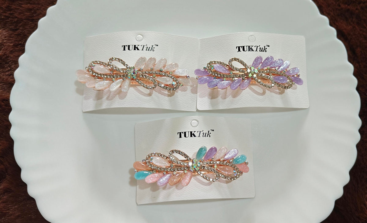 Elegant Rhinestone Floral Hair Clip β Pastel Collection