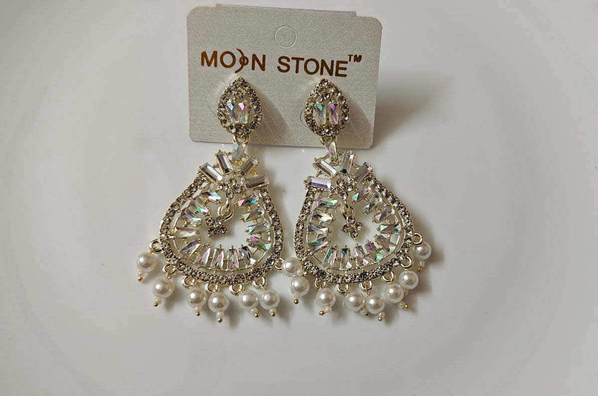 Crystal Pearl Drop Statement Earrings ✨