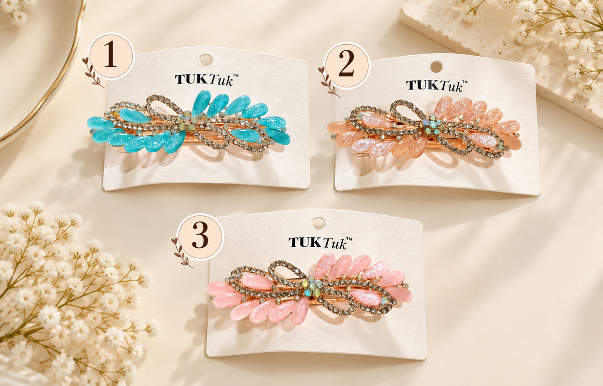 Elegant Rhinestone Floral Hair Clip – Pastel Collection