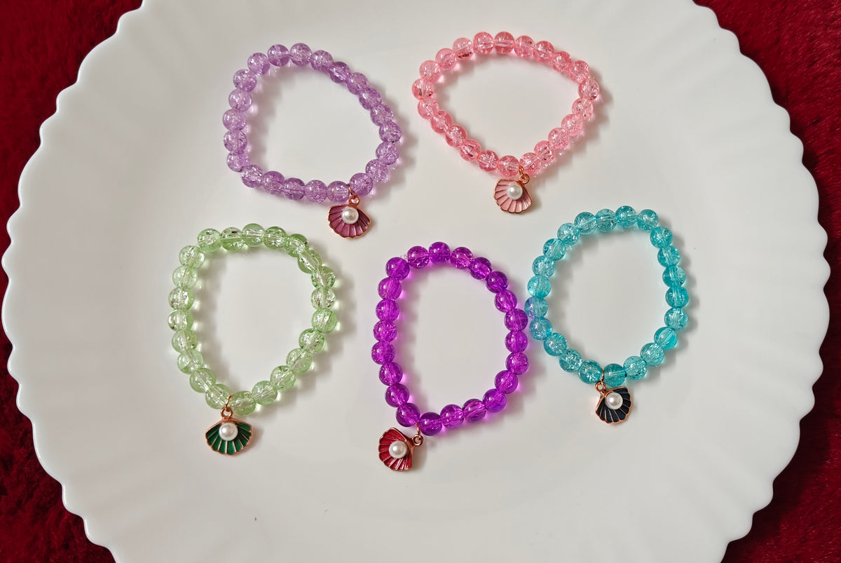 Pastel Shell Charm Beaded Bracelet ✨
