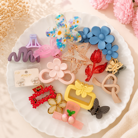 Premium Hair Accessories Combo Set – 16 Pieces(Code :005)