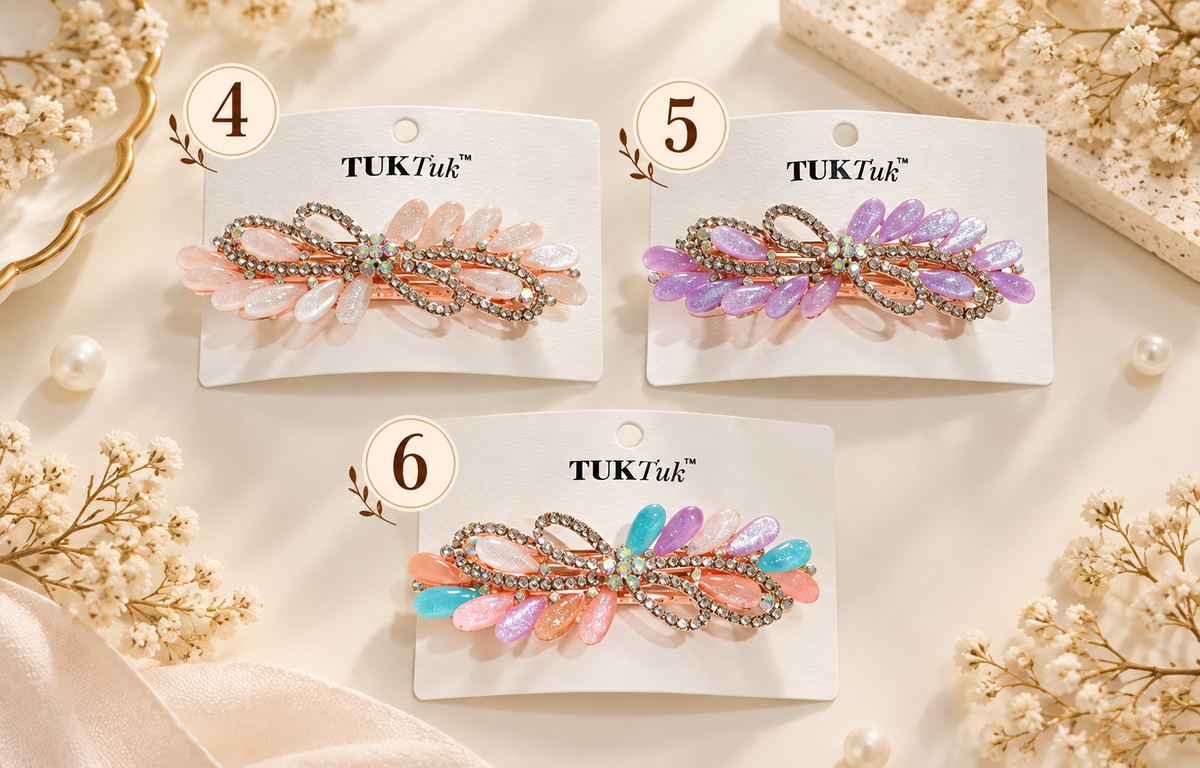 Elegant Rhinestone Floral Hair Clip – Pastel Collection