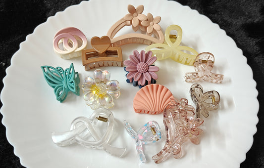 Trendy Hair Claw Clips Combo – 13 Pcs