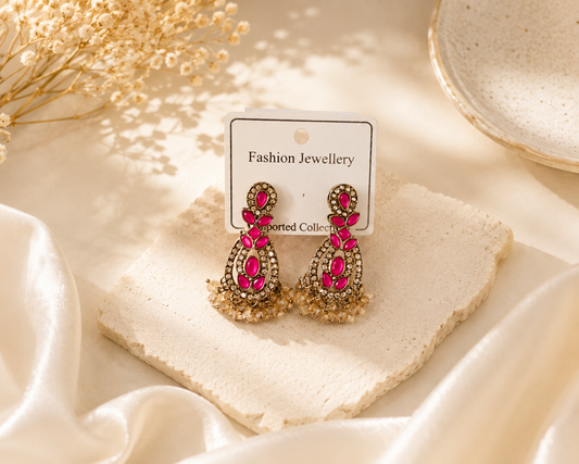 💗 Vibrant pink stone Earrings