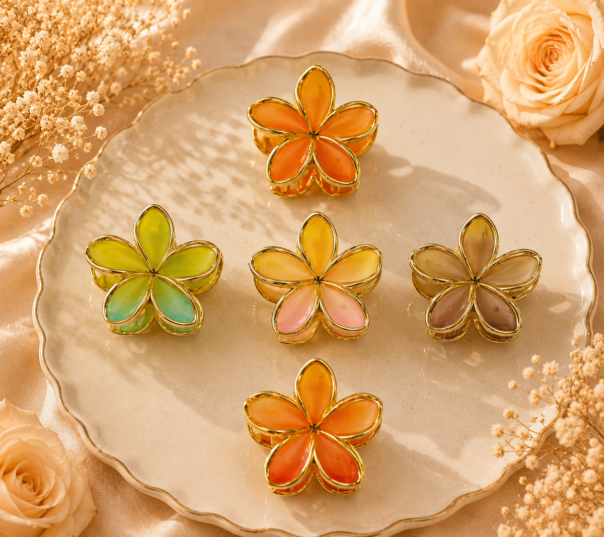 Gradient Flower Hair Claw Clip – BIG size
