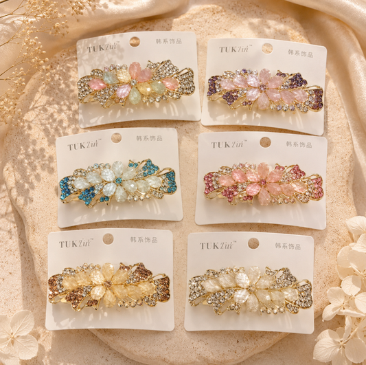 Luxury Floral Crystal Hair Barrette