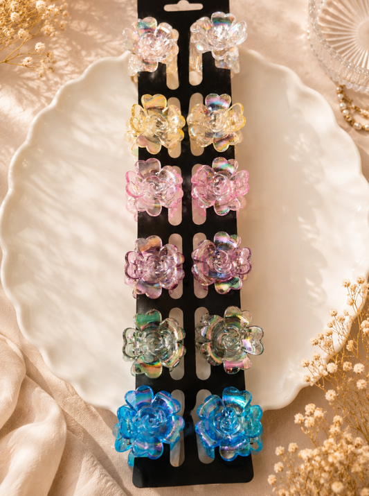 Transparent Rose Claw Clip – Medium Size | Random Color (1 Piece)