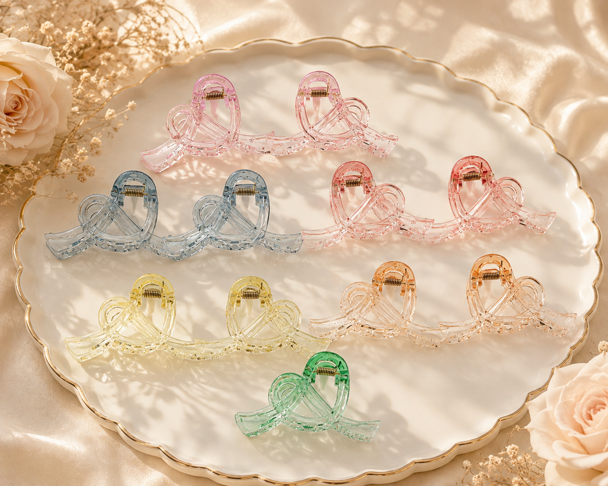 Transparent Bow Hair Claw Clip – Medium size