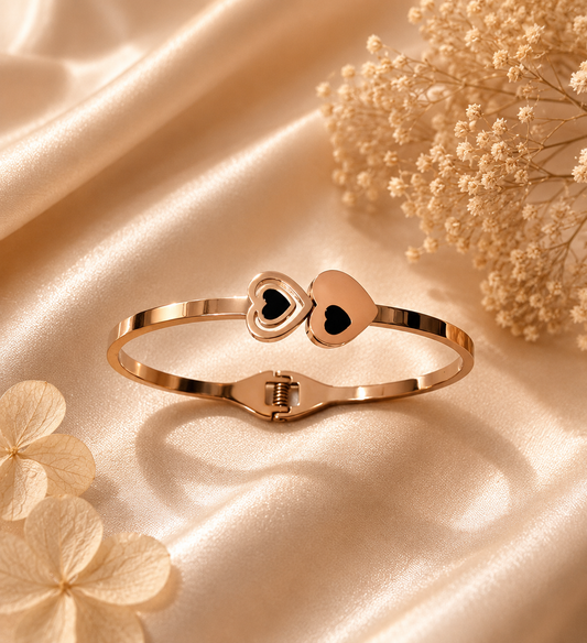 Elegant Double Heart Gold Bracelet – Premium Fashion Bracelet