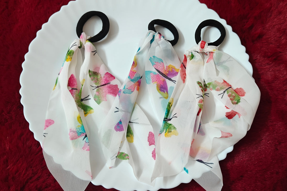 Floral Scarf Hair Tie 🌸🦋