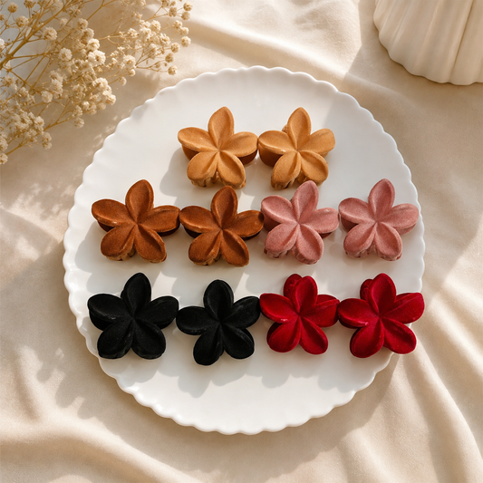 Flower Velvet Matte Finish Hair Claw clip