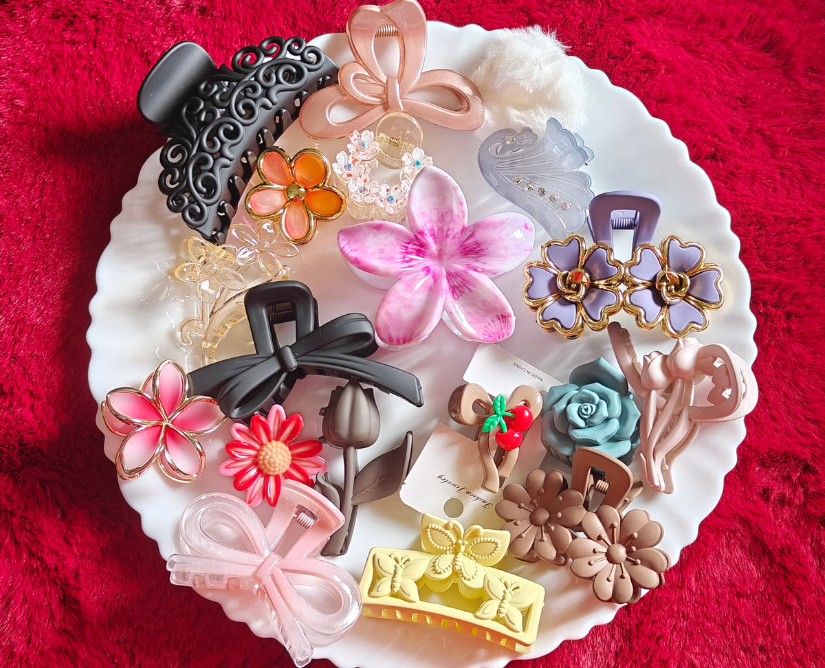 🌸 Aesthetic Claw Clip Combo(19 Pieces )(Code:023)