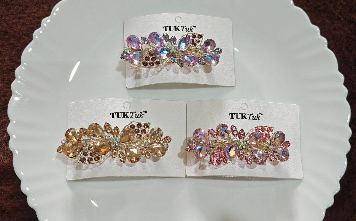 Premium Crystal Floral Hair Clip – Elegant Rhinestone Collection