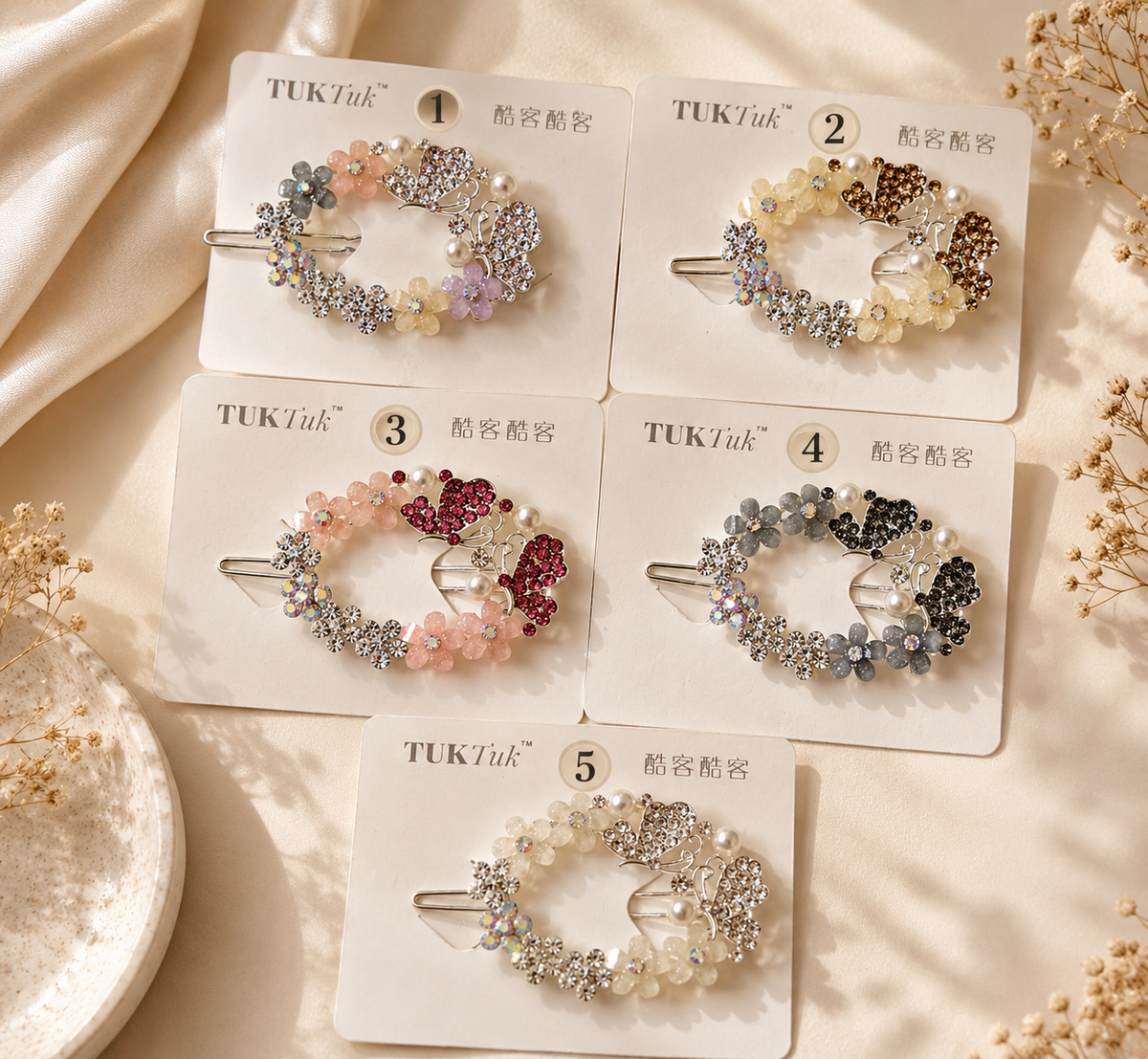 Premium stone Floral Crystal Hair Clip