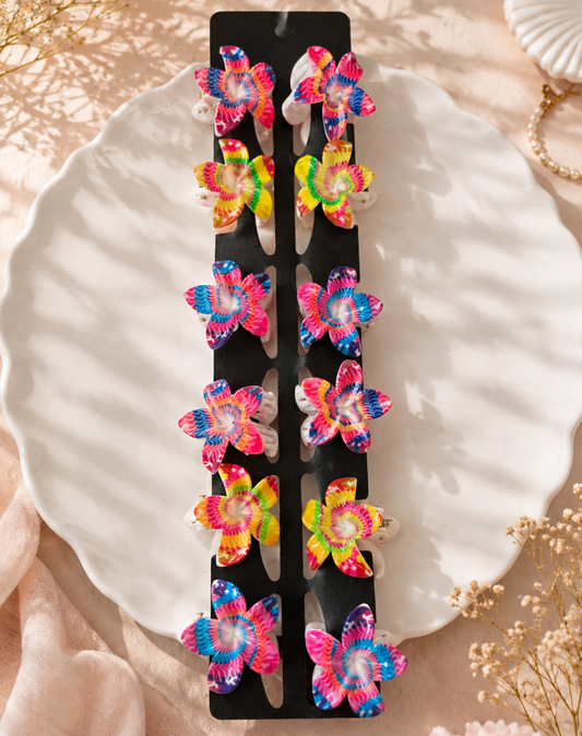 Colorful Floral Claw Clip – Medium Size | Random Color (1 Piece)