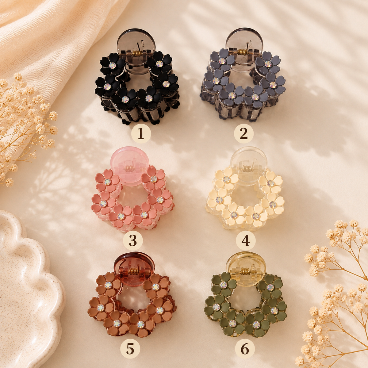 Stone Flower Hair Claw Clip ✨🌸