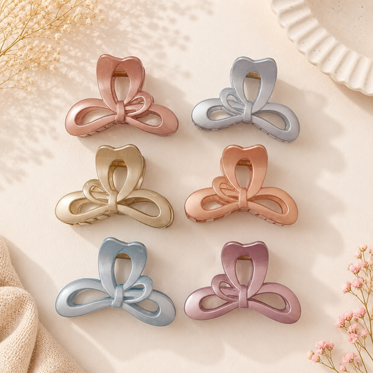 Pearl Finish Bow Hair Claw Clip – Korean Style