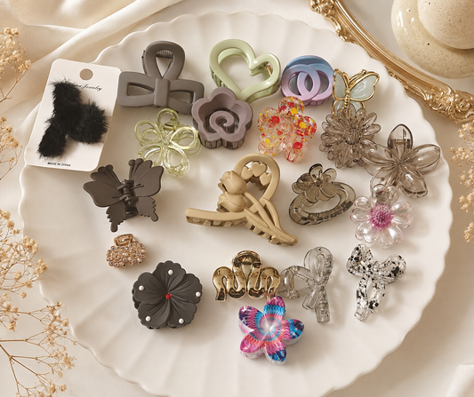Aesthetic Hair Claw Clips – 20 Medium size Clips ( Code :026)