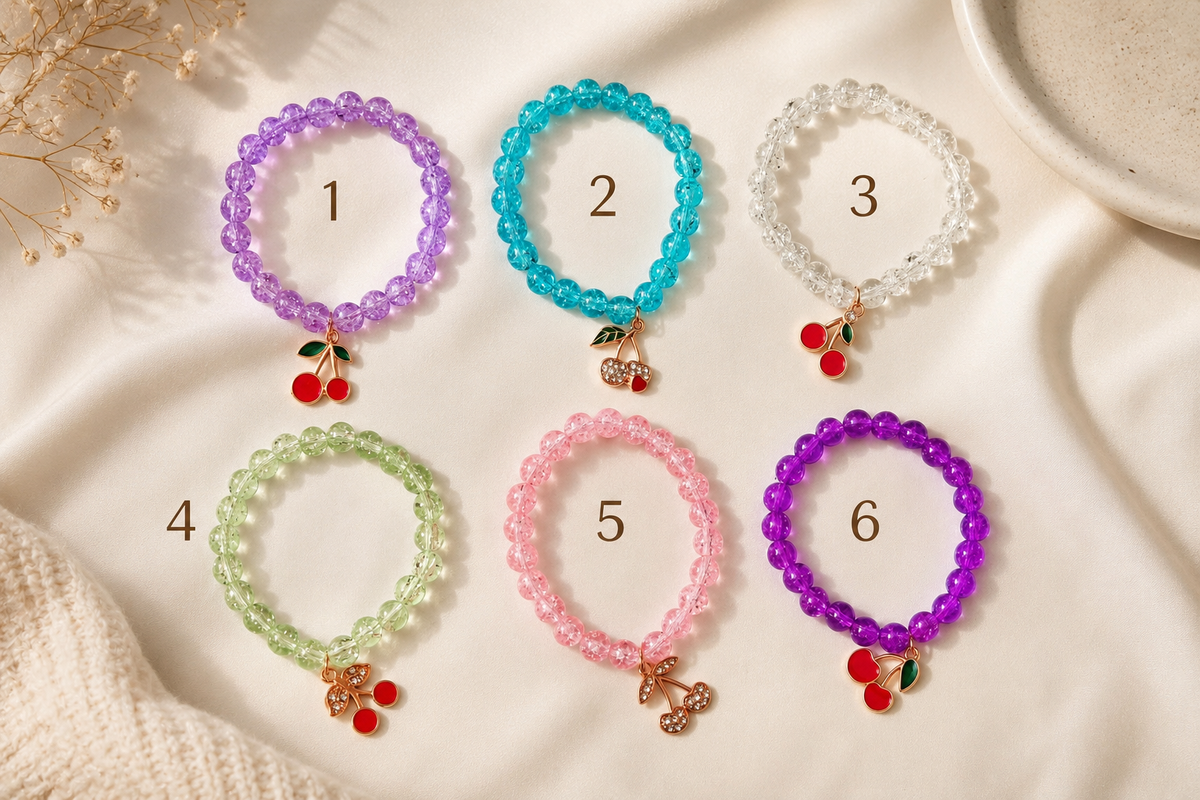 Cherry Charm Beaded Bracelet
