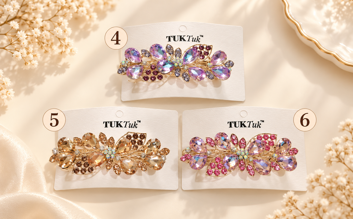 Premium Crystal Floral Hair Clip – Elegant Rhinestone Collection