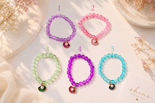 Pastel Shell Charm Beaded Bracelet ✨