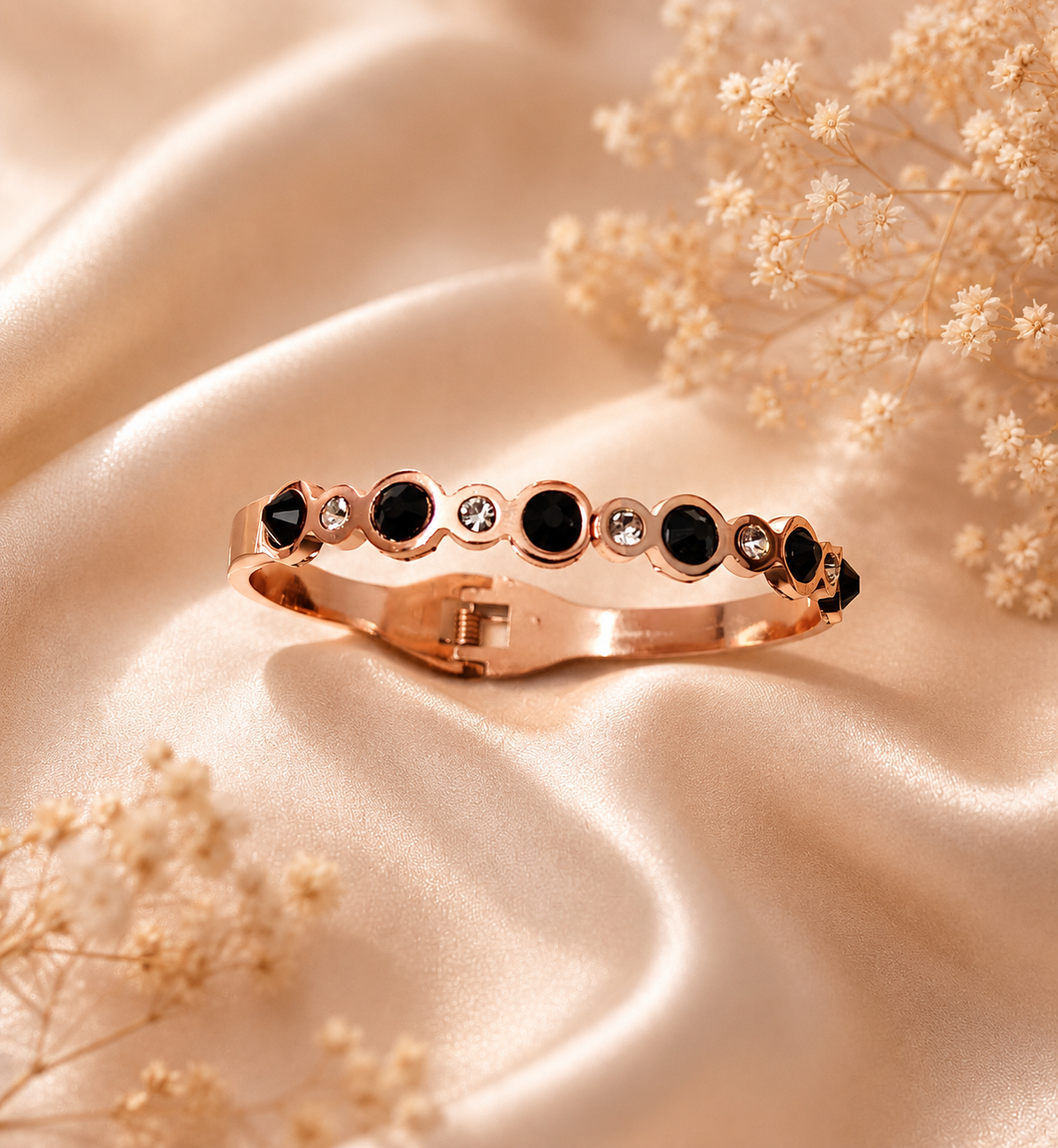 Luxury Black Crystal Rose Gold Bracelet – Premium Fashion Bracelet