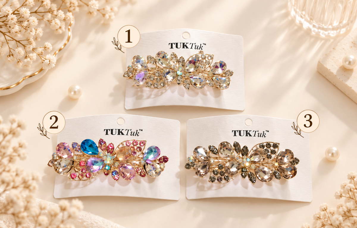 Premium Crystal Floral Hair Clip – Elegant Rhinestone Collection