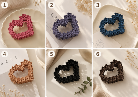 Floral Heart Design Hair Claw Clip