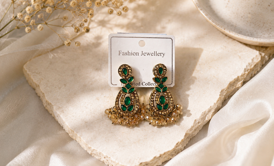 💚 Emerald green stone Earrings