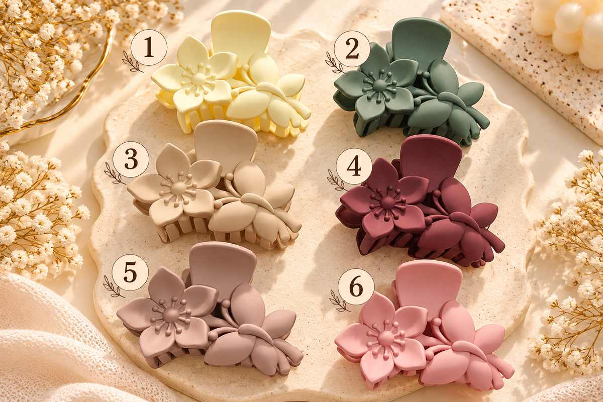 Matte Floral Hair Claw Clip – Elegant Pastel Collection