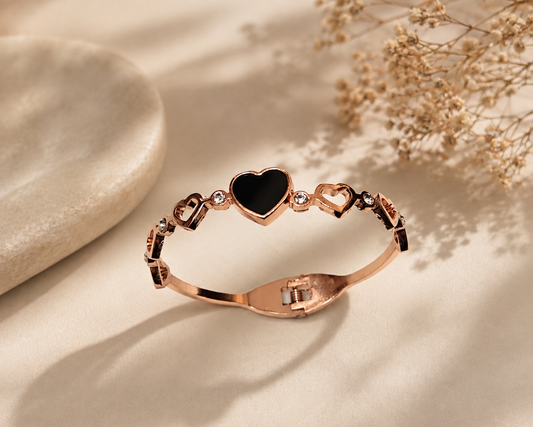 Black Heart Charm Bracelet