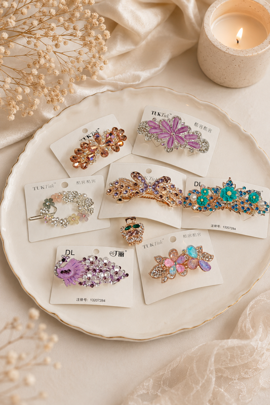 Luxury Crystal & Pearl Hair Clips – Elegant Party & Wedding Hair Accessories( Code:028)