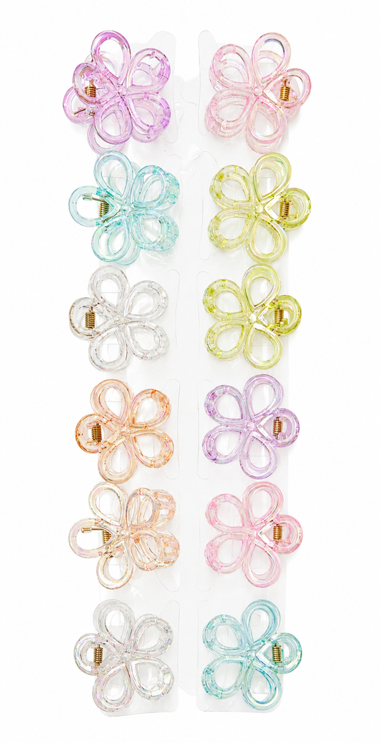 Pastel Flower Hair Claw Clips – Transparent Acrylic Medium Hair Clips (1 piece)