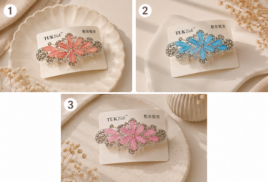 Fancy Floral Rhinestone Hair Clip – Multicolor Flower Design