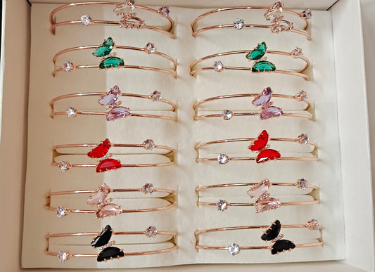 Butterfly Crystal Open Cuff Bracelet